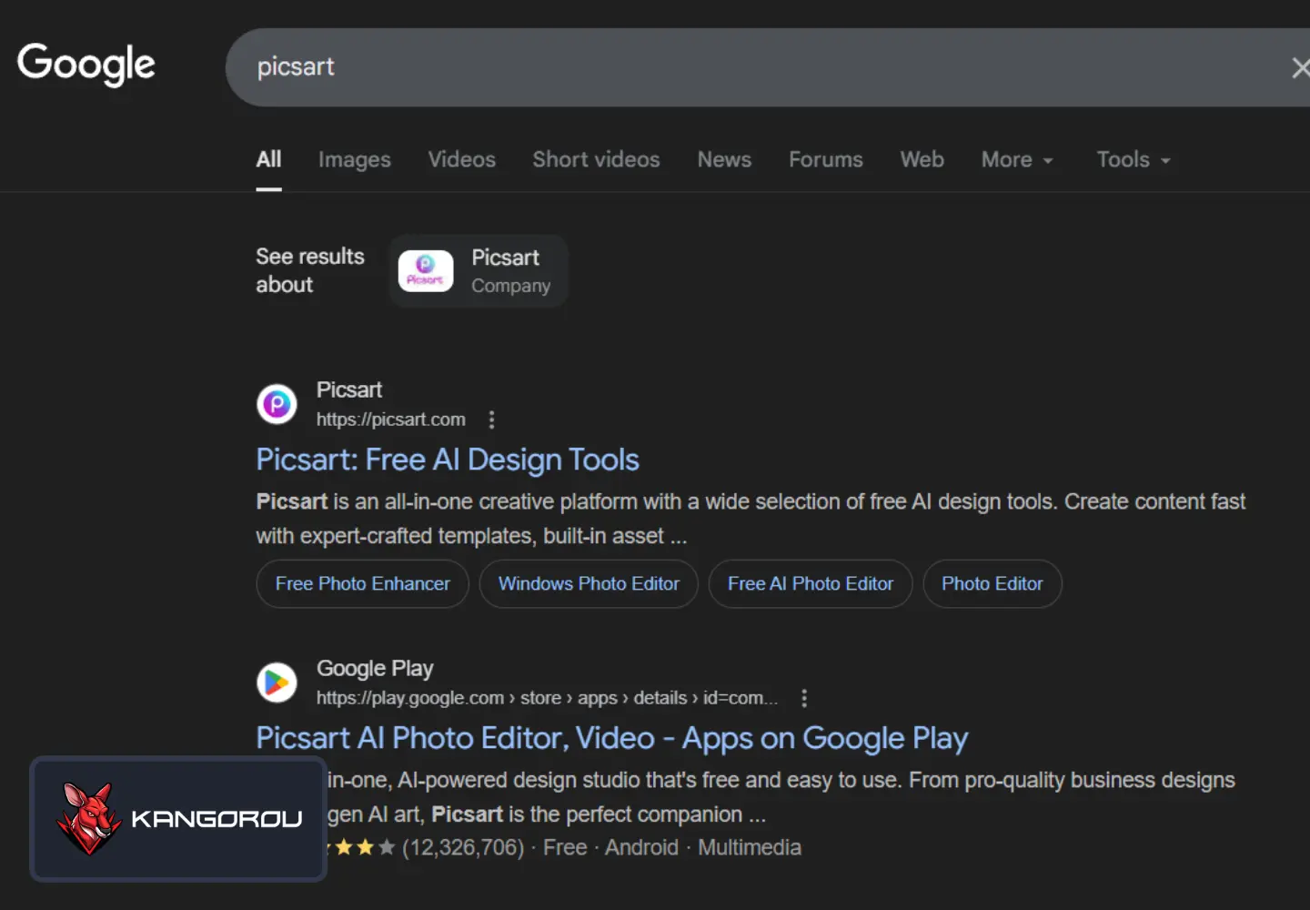 وارد شدن به برنامه Picsart