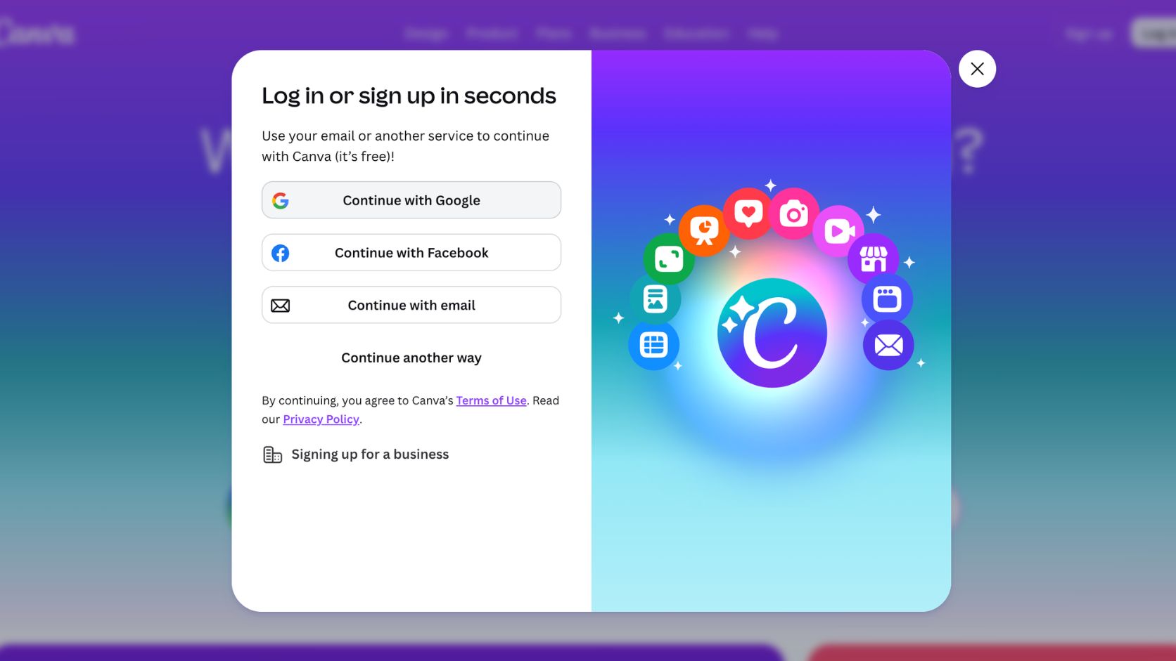 ایمیل حساب در بخش تنظیمات Canva